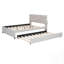 Lit plateforme double tapissier avec tête de lit à motif brique et gigogne simple, tissu en lin-28320137-28320139