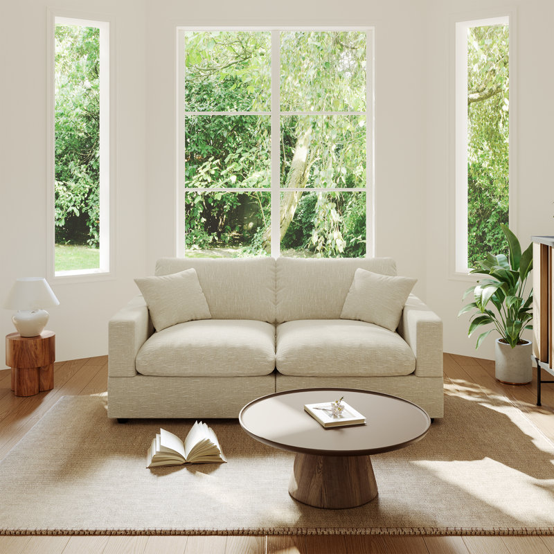 Upholstered Sofa, Cloud Couch Modular Sectional Sofa Couch For Living Room Bedroom, 24.8" H x 67" W x 28.3" D, 2, Beige