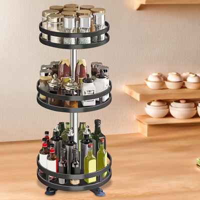 2 Tiers 3 Tiers Lazy Susan Organizer Spice Rack Metal Seasoning Organizer Adjustable