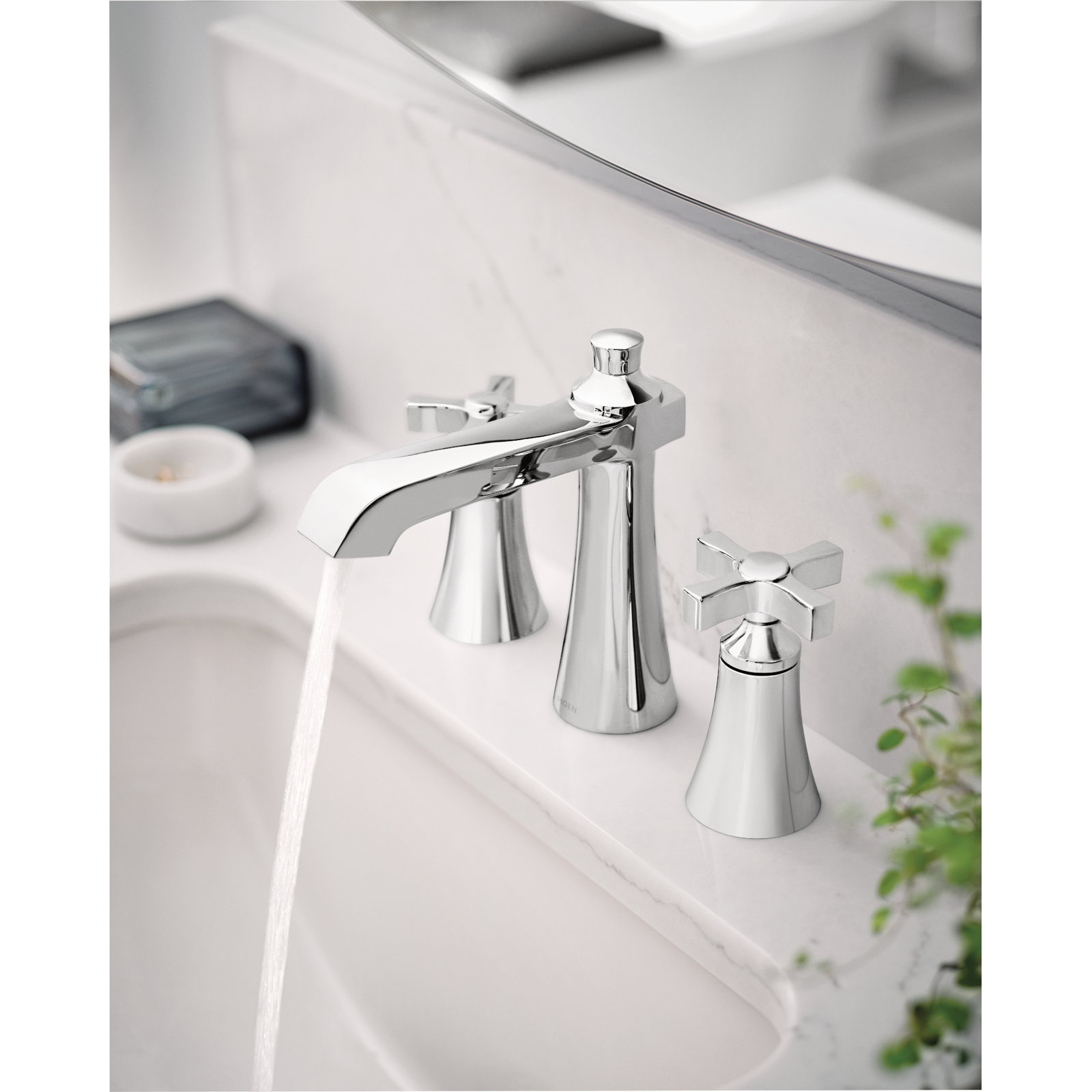 Moen Flara Cross-Handle Widespread Bathroom Faucet Trim Kit, Valve Required, Chrome
