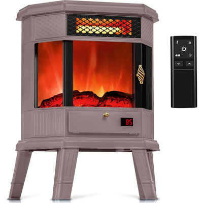 Electric Fireplace Heater Freestanding Fireplace Stove Infrared Fireplace With 3D Flame Effect Remote Control Timer Overheating Protection Heater For Indoor Use