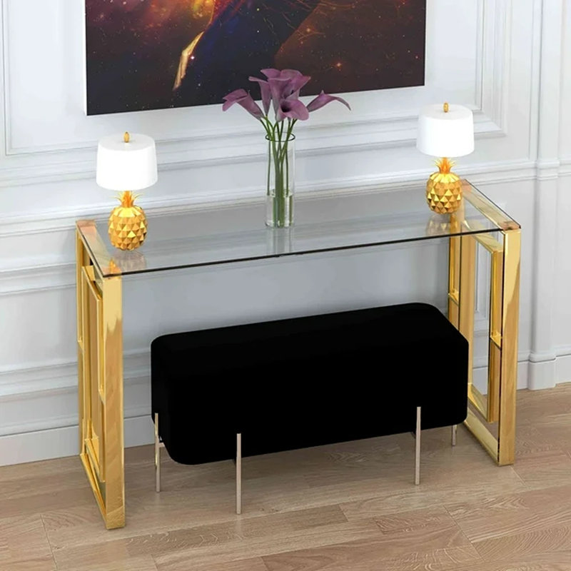 Santillanes 47'' Glass Top Console Table
