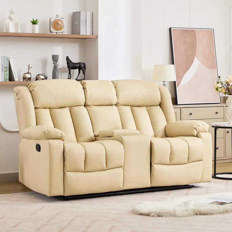 Sheridan 2 Seat Recliner Sofa with Central Console, Cream