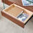 " two-tier glass coffee table with storage drawer, dark wood grain pattern & multi-function design