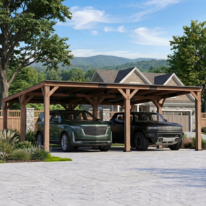 Érable 20 pi x 20 pi Pavillon de jardin en bois de cèdre de qualité supérieure avec toit en acier galvanisé à toit rigide en pente, avec rangement, causeuse, carports, mariage et barbecue