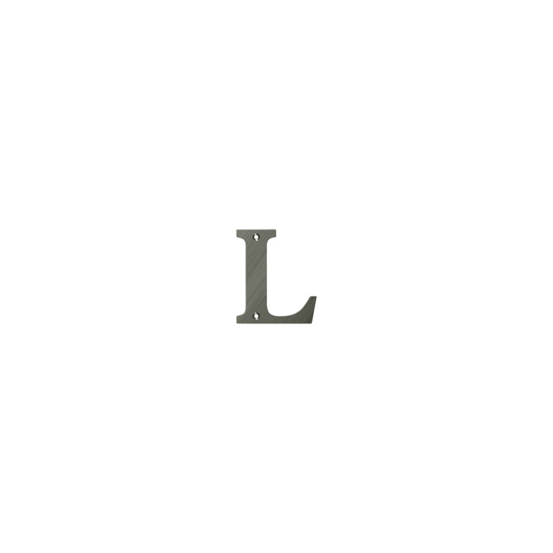 4" H Brass House Letter, L, Antique Nickel