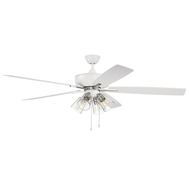 60'' Ceiling Fan with LED Lights, White/Polished Silver