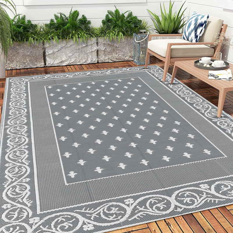 Outdoor Rug, Rectangle 9' x 12', Gray