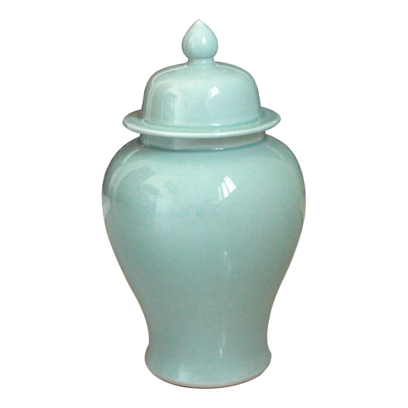 Handmade Jar, 15" H x 7.5" W x 7.5" D, Celadon