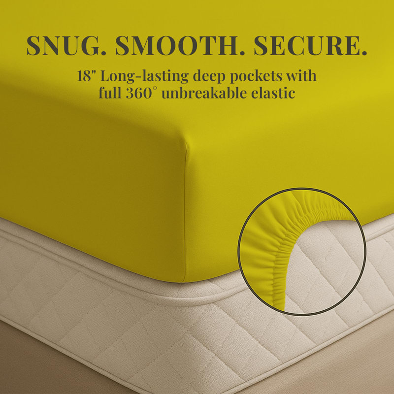 Premium Rayon From Bamboo Blend Sheet Set With Deep Pockets, Cooling and Breathable, Eggshell