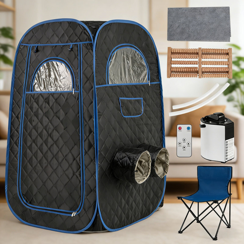 Luch 1 - Person Portable Traditional Steam Sauna with Remote Control, Blue/Black