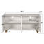 Buffet moderne cannelé avec rangement, élément courbe avec lignes strictes, armoire de rangement à 4 portes avec tablettes réglables pour la cuisine, la salle à manger et le salon (blanc)-1783484008-1783484009