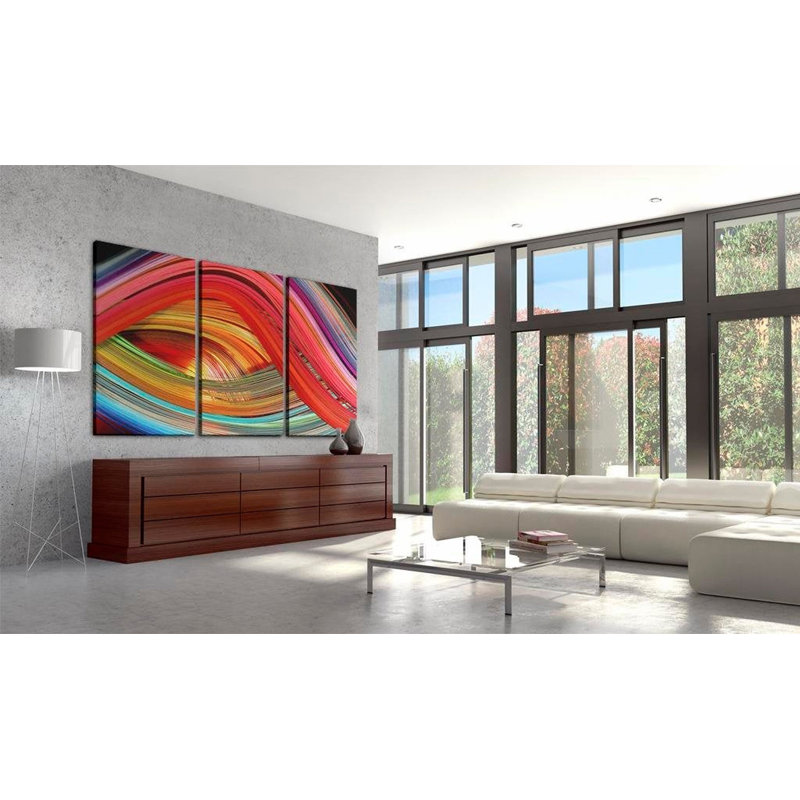 An Abstract Rainbow - ensemble de 3 impressions sur toile tendue, H 16 po x l 24 po x P 1 po