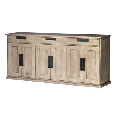 Buffet en bois de manguier à 3 tiroirs de 81,5 po de largeur Alex