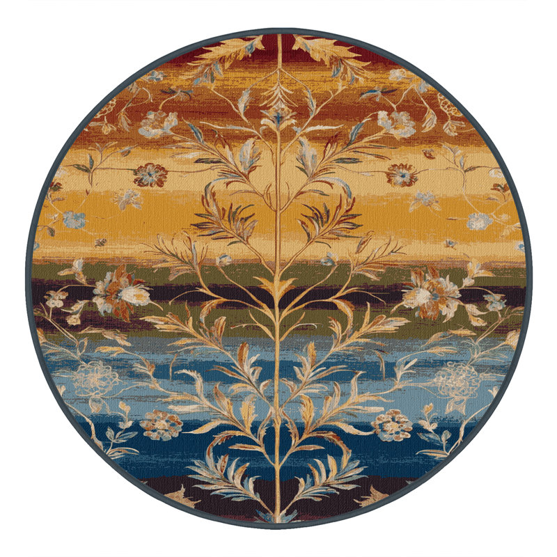 Machine Washable Nature Brown Area Rug, Round 3'