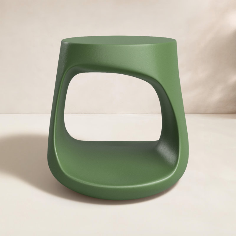 Owens Stone/Concrete Side Table, Moss Green