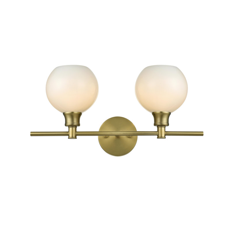 Applique murale Collier en or satiné et verre clair, H 10 po x l 8 po x P 19 po, Blanc, Deux lumières