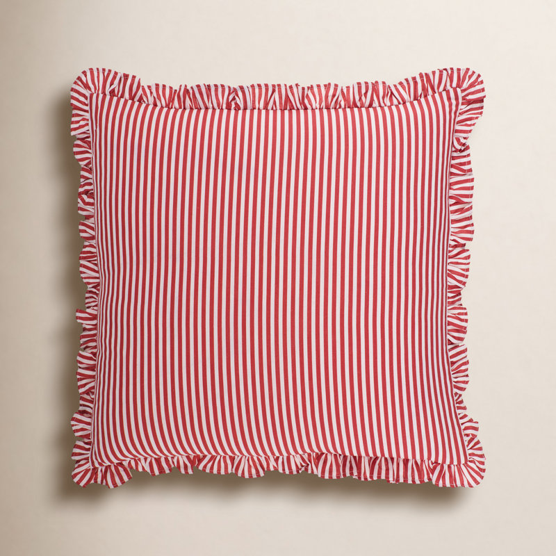 Coussin Aneatra, Polyester/ Bourre en polyester, 20 po x 20 po, Rayures rouges