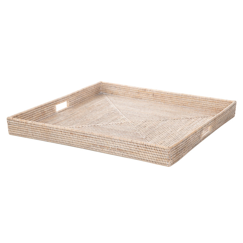 Plateau de service en rotin Everard, Beige