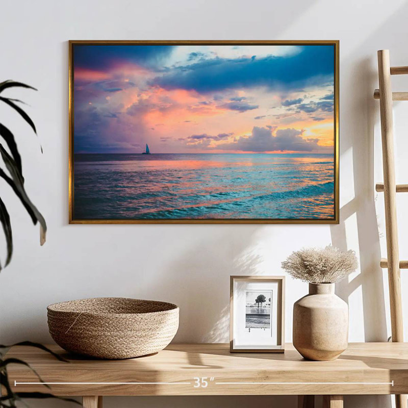 Coucher de soleil au Panama, 25 po x 17 po, Cadre flottant doré