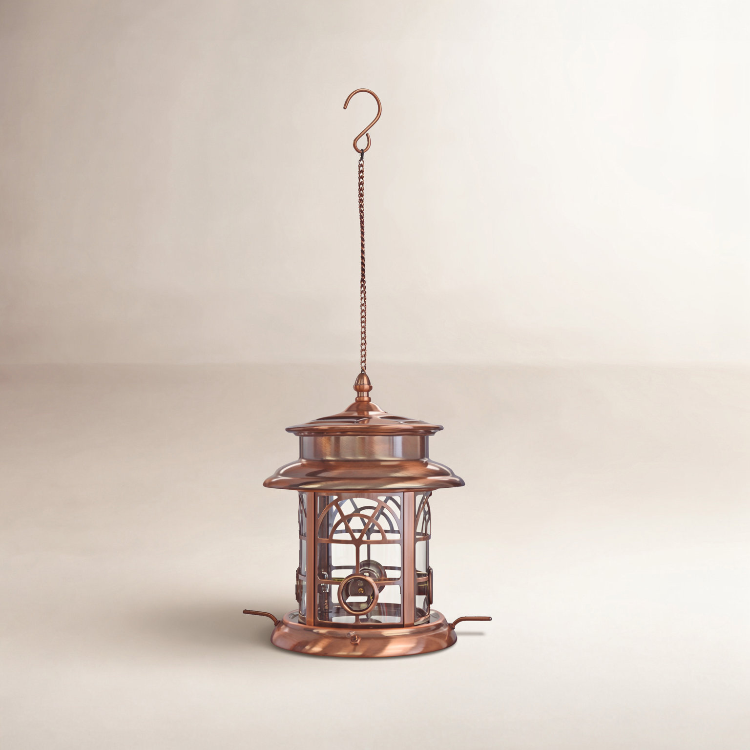 Norcross Metal Hanging Tube Bird Feeder, Antique Copper