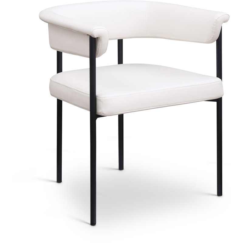 Malin Vegan Leather Arm Chair Dining Chair, Cream Vegan Leather