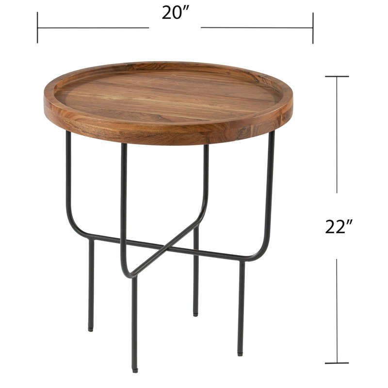 Solid Wood Side Table, Adding A Modern Touch Iron Base Round Table With Top For Style