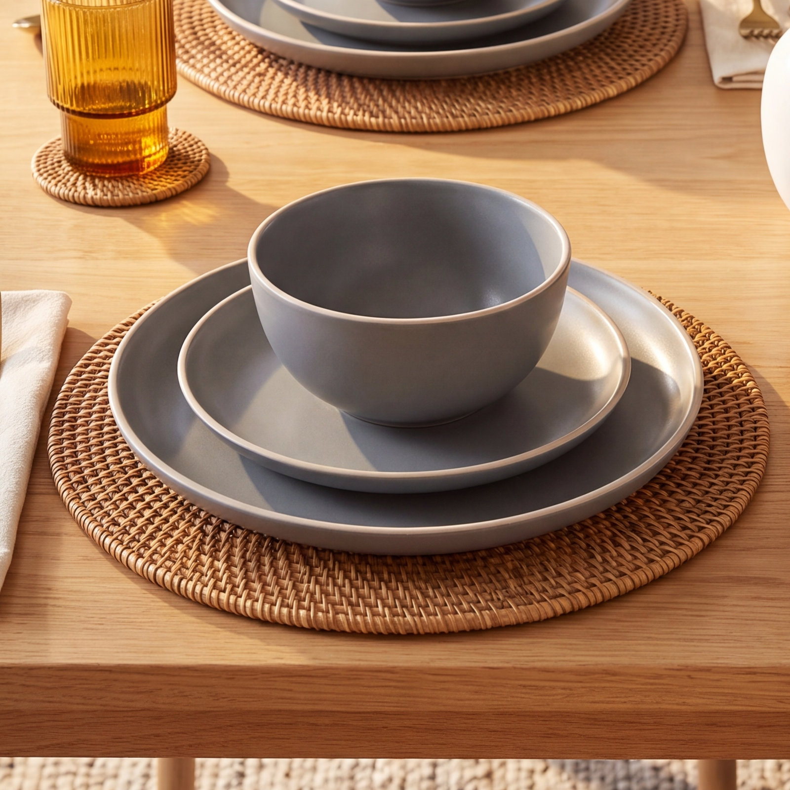 Rockaway Stoneware Dinnerware Set, Gray