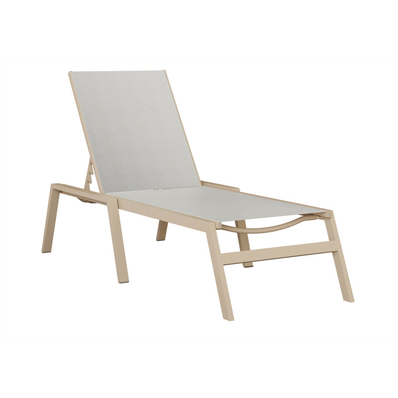 Colella Luna Multi Aluminum Chaise Armless Lounge With Luxe Black Sling Fabric, Luna Multi, Pale Gray