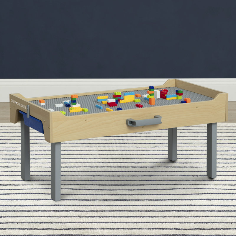 Gray Wooden Folding Play Table with Storage Bins