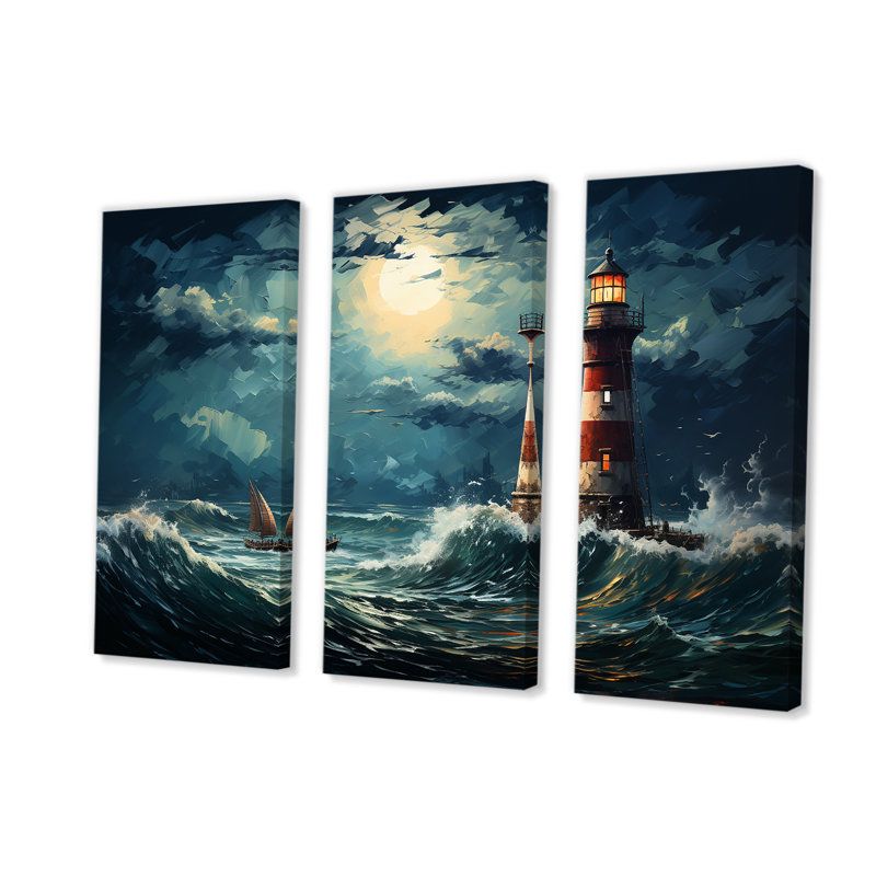 Phare de la mer orageuse 1 - art mural phares, H 40 po x l 61 po