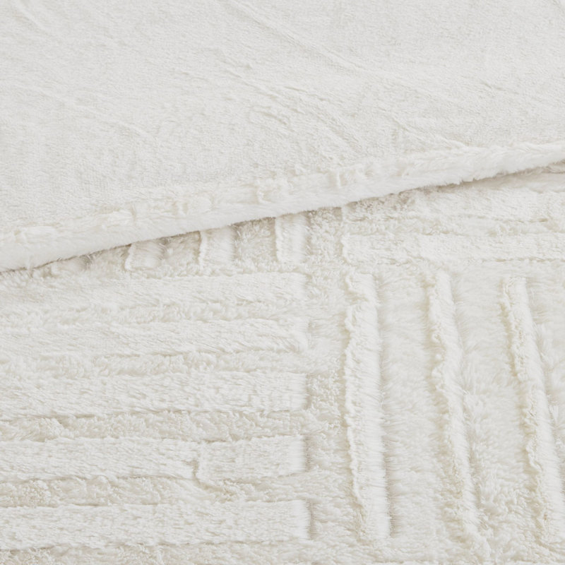 Warm Faux Fur Twin Comforter - Checkerboard Pattern, , Includes 2 Shams Pattern Fur, &