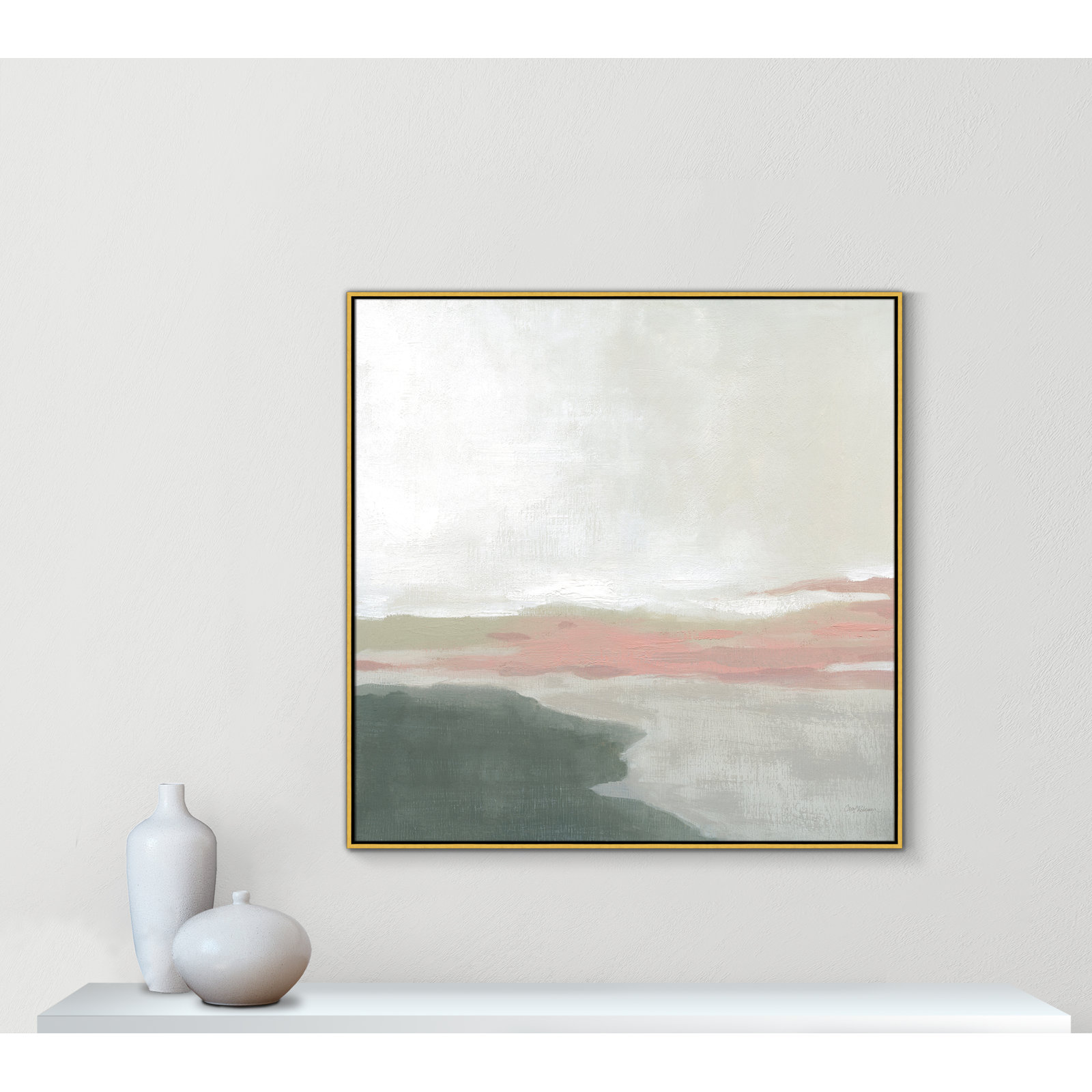 Carley "Still Lake" Painting by Carol Robinson, 46.5" H x 46.5" W x 2" D, Gold