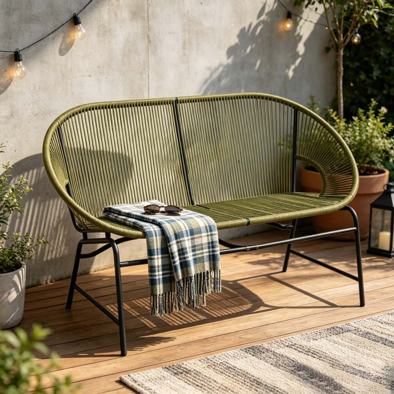 52" Outdoor Paito Loveseat Sofa, Green