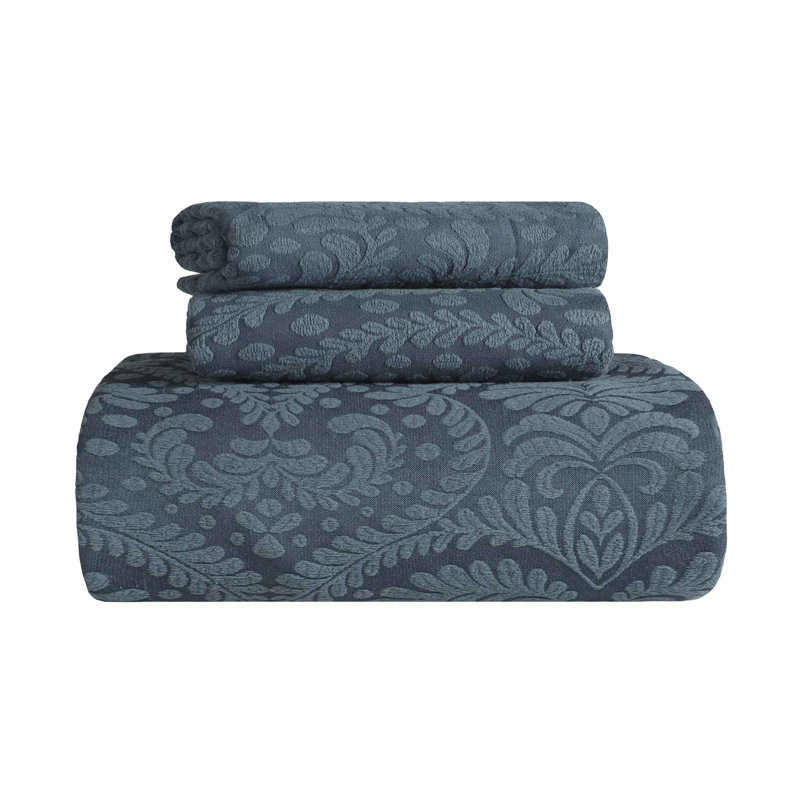 Aspen Deep Sea Floral Cotton Blend Twin Bedspread Set