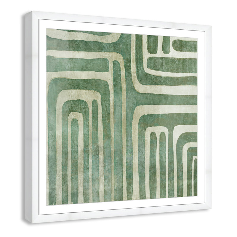 «Whimsical Green I Print» par Emma Peal, Cadre blanc, H 42,5 po x l 42,5 po