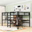 Lit mezzanine simple et simple en métal avec ports USB, tablettes, bureau, garde-robe et garde-corps-201406263