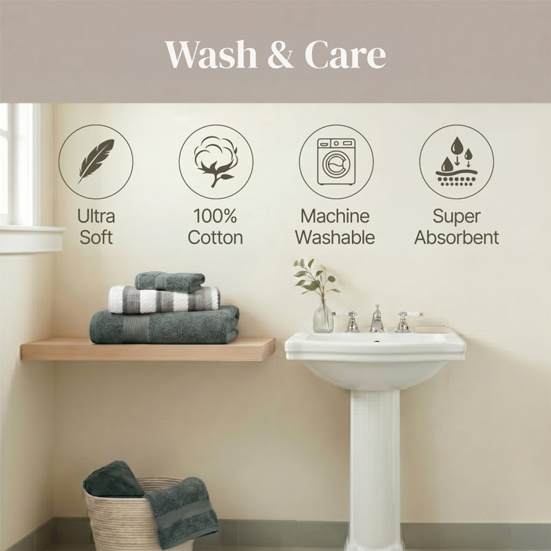 Modern Threads Pax 6-Piece Reversible Yarn Dyed Jacquard Towel Set - Bath Towels, Hand Towels, & Washcloths - Super Absorbent & Quick Dry