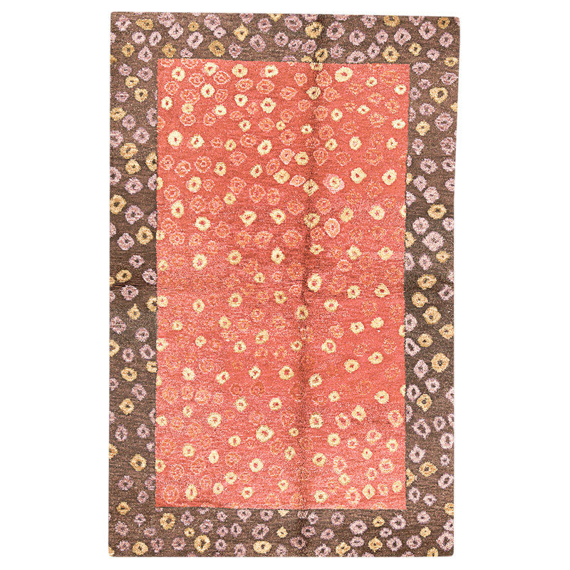  Tapis rouge et brun noué à la main