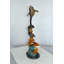 Statue en bronze de deux dauphins avec tortue Blumberg - Taille: L 14 po x l 8 po x H 28 po.