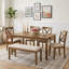 Ensemble de salle à manger 6 pièces comprenant une table rectangulaire, un banc rembourré et 4 chaises à dossier en X pour les repas en famille