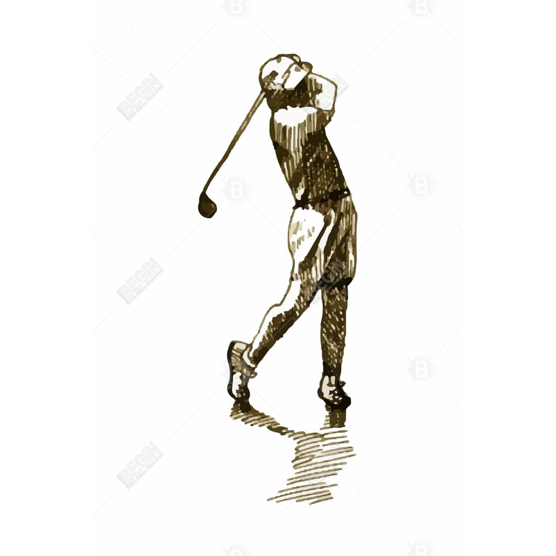 Illustration d'un golfeur sur toile | «Man Cave Home Decor Art»
