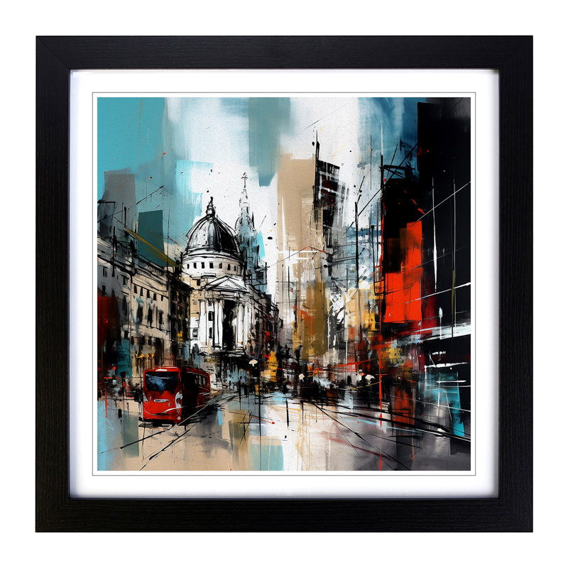 City Of London Gestural Art No.2 - Framed Print, Black