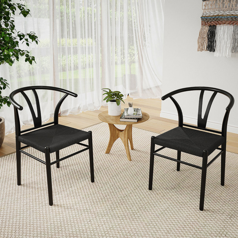 Ensemble de 2 chaises de salle à manger Mid-Century modernes en bois avec design ergonomique et esthétique intemporelle pour les maisons de plage ou urbaines.