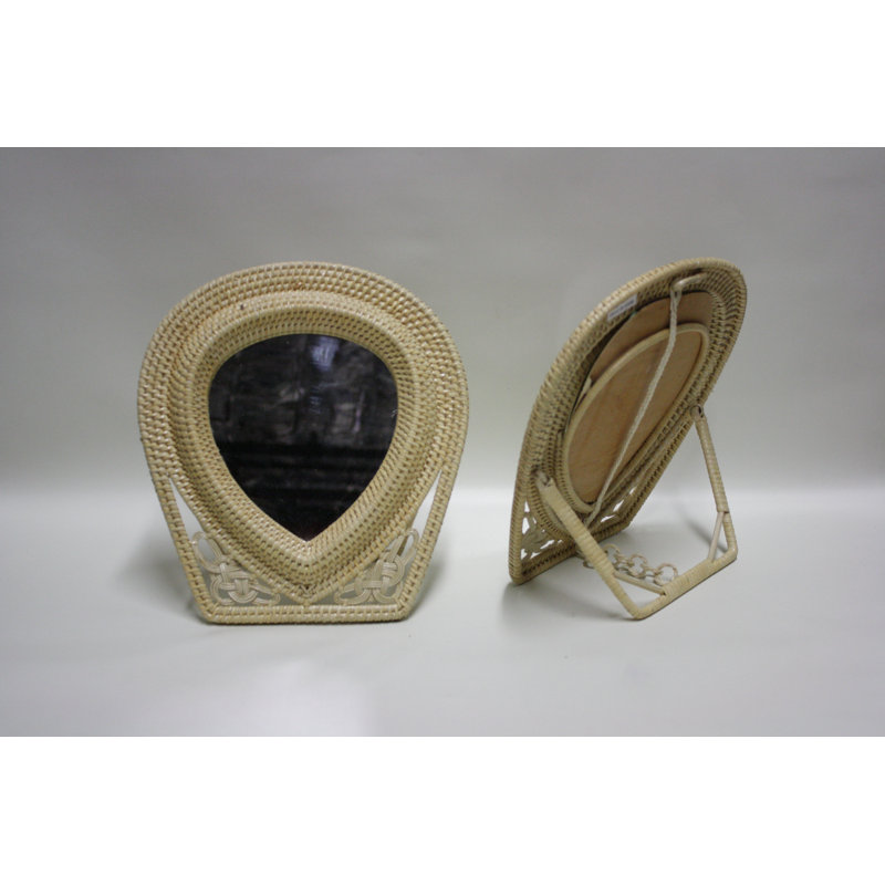 Miroir de table en rotin
