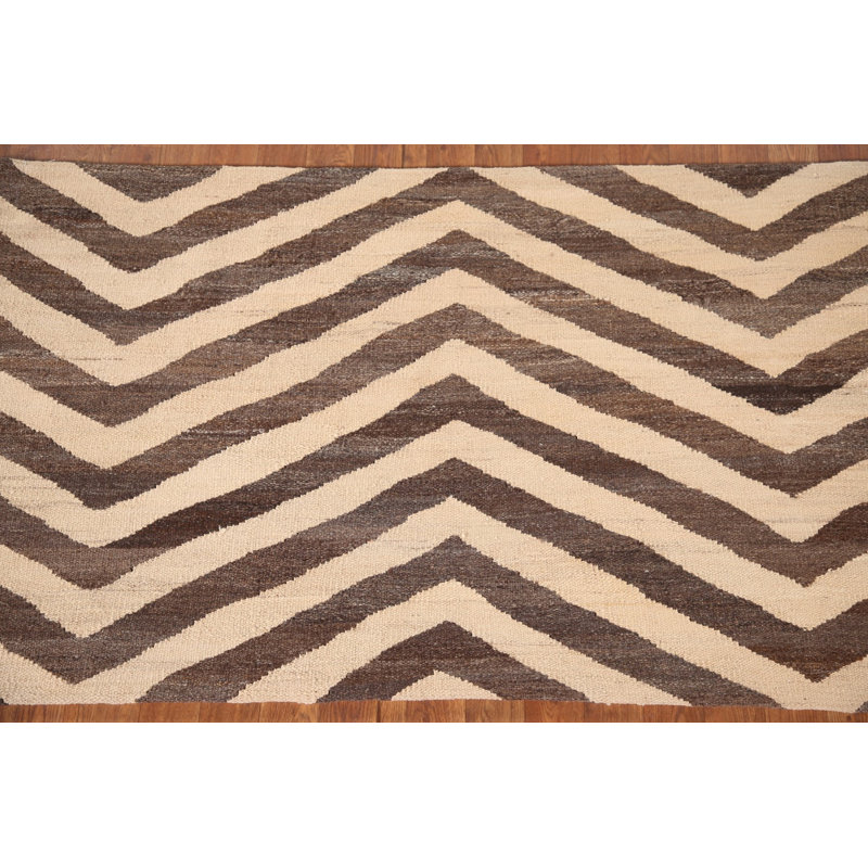 Tapis à motif de chevrons style oriental Kilim 3 x 5