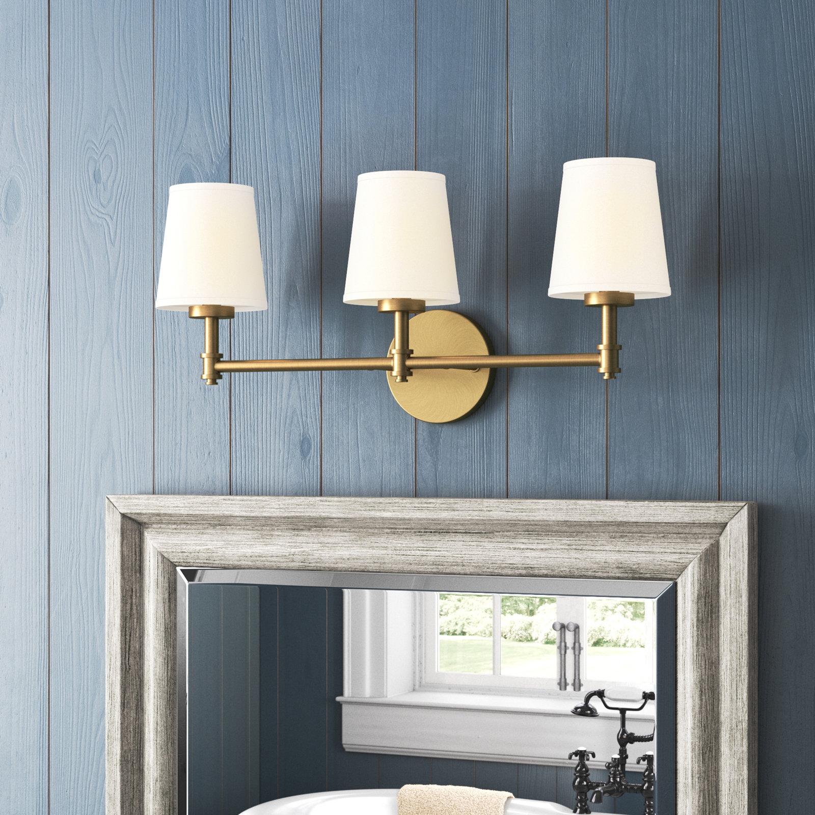 Arieyanna 3-Light Steel Dimmable Vanity Light with Linen Shades