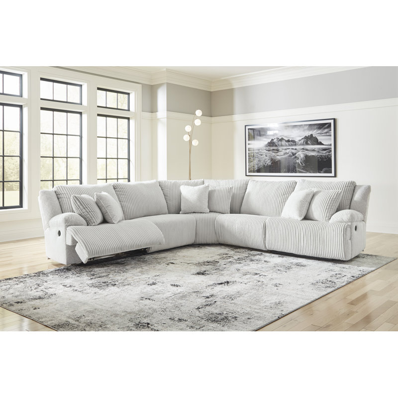 Canapé modulaire inclinable en alliage 5 pièces Top Tier, Velours côtelé gris / polyester