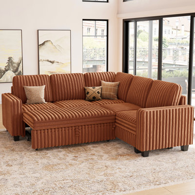 Isolde Soft Plush Small L-Shaped Sofa Sectional Sofa Bed Sleeper Storage Modular Couch