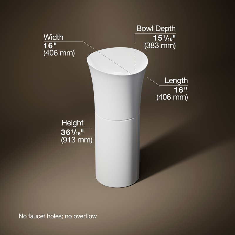 Veil® Pedestal Bathroom Sink, White